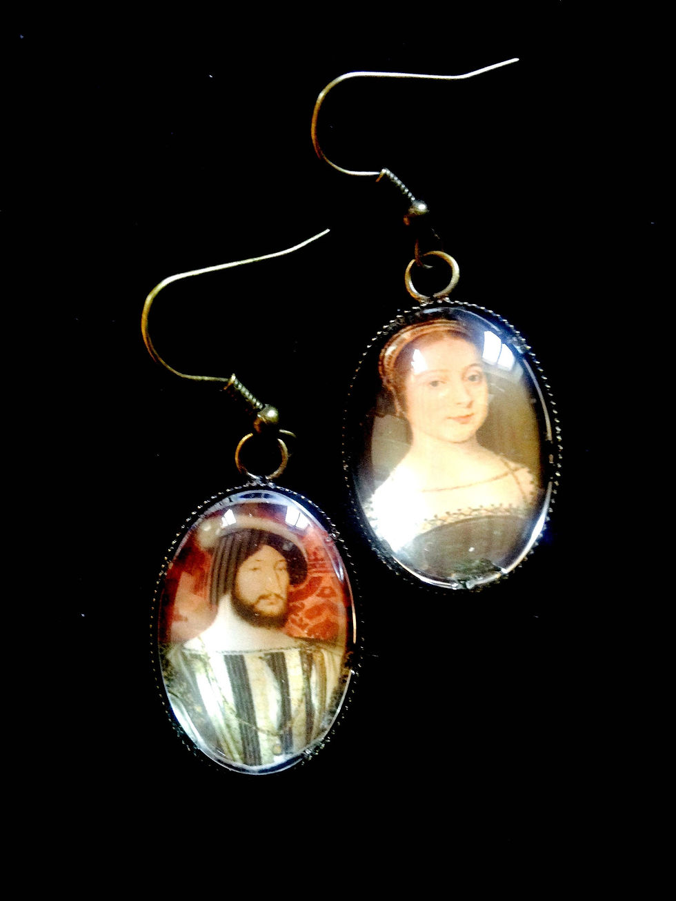 Thumbnail: Boucles d'oreilles COUPLES CÉLÈBRES de l'Histoire, François Ier et Claude