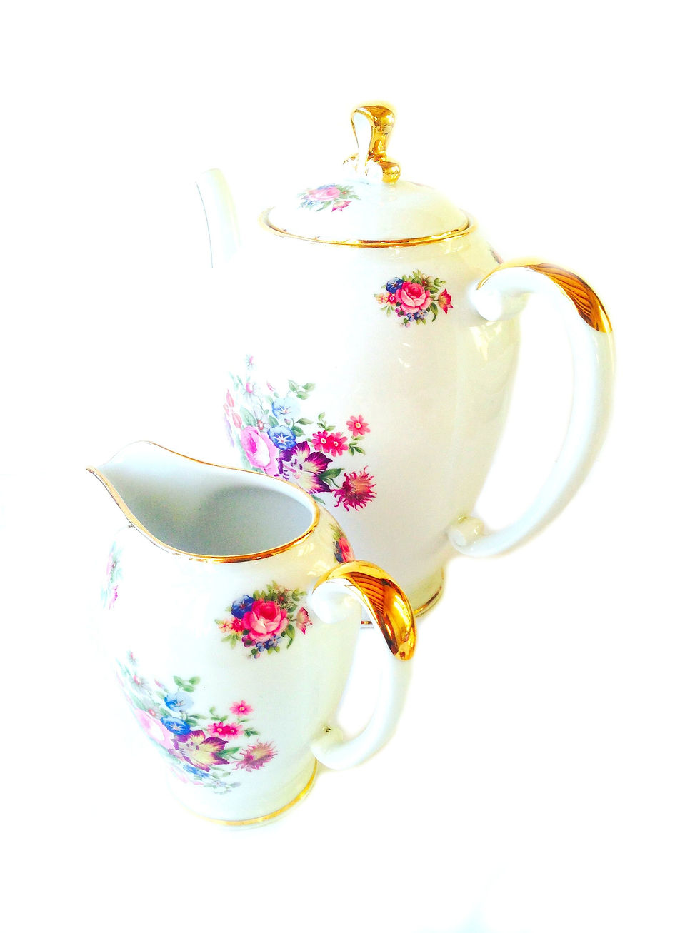 Miniature : Théière et pot à lait, Porcelaine Dure SFP Foëcy Limoges