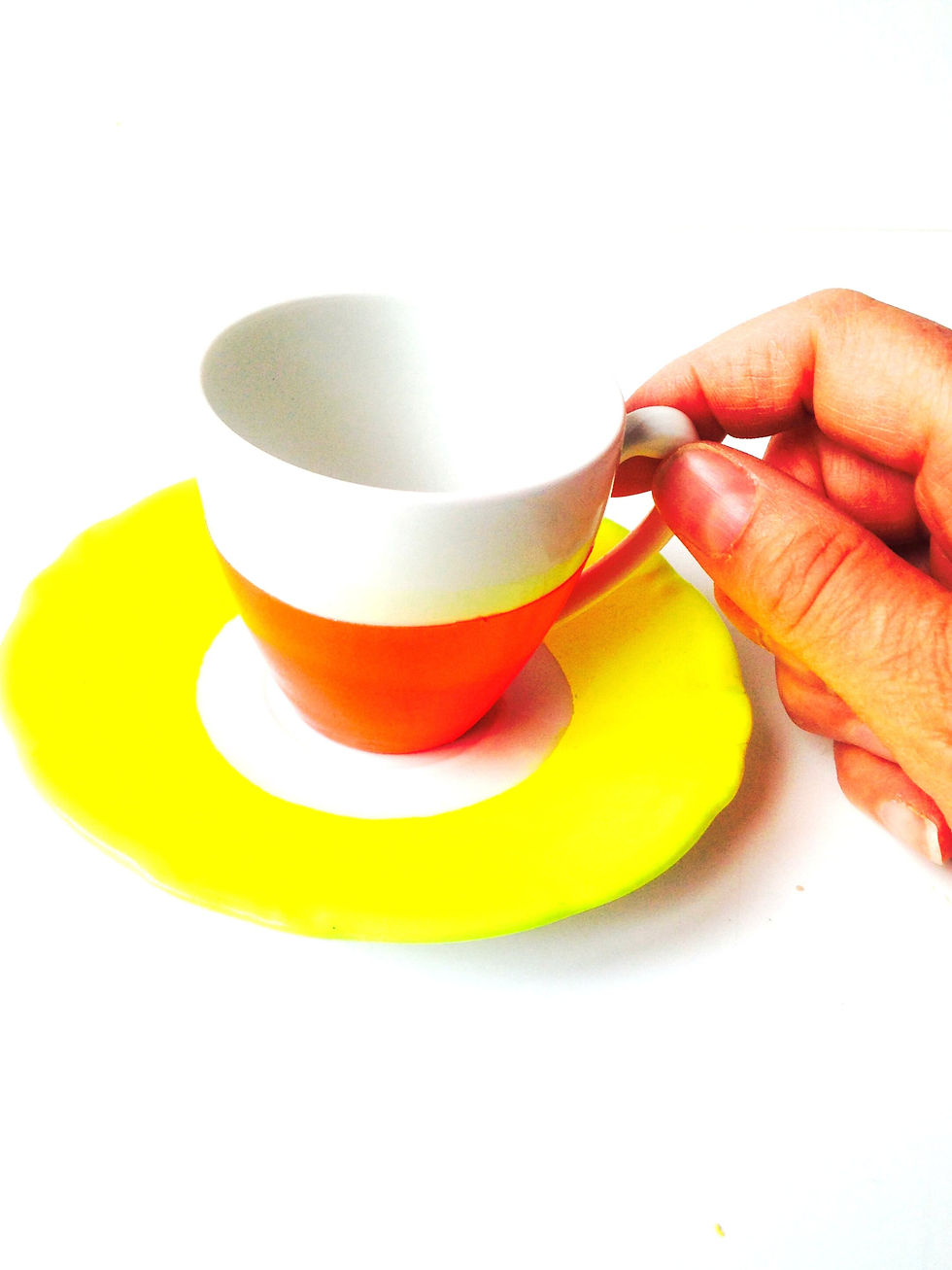 Miniature : Tasse à thé FLUO jaune et orange design © SophieLDesign