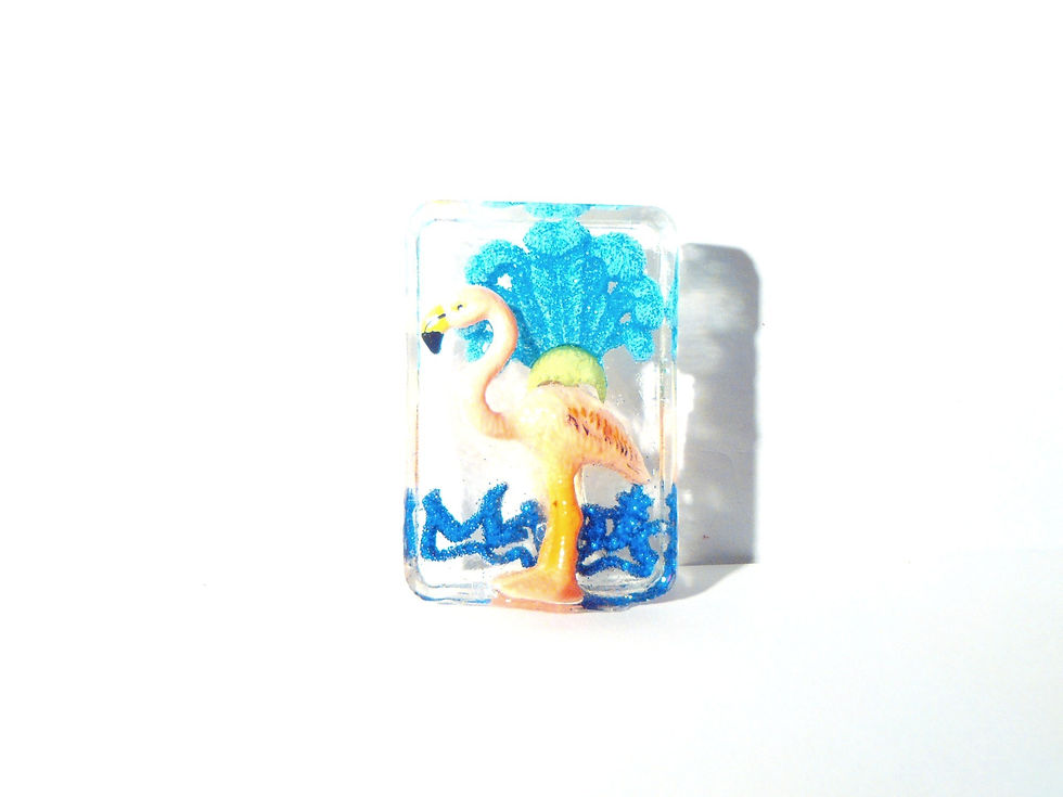 Thumbnail: Broche MIAMI résine flamant rose et paillettes