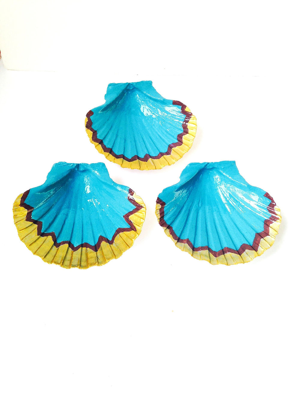 Thumbnail: Coquillages peints WYOMING décoratifs peints à la main bleu turquoise or brun