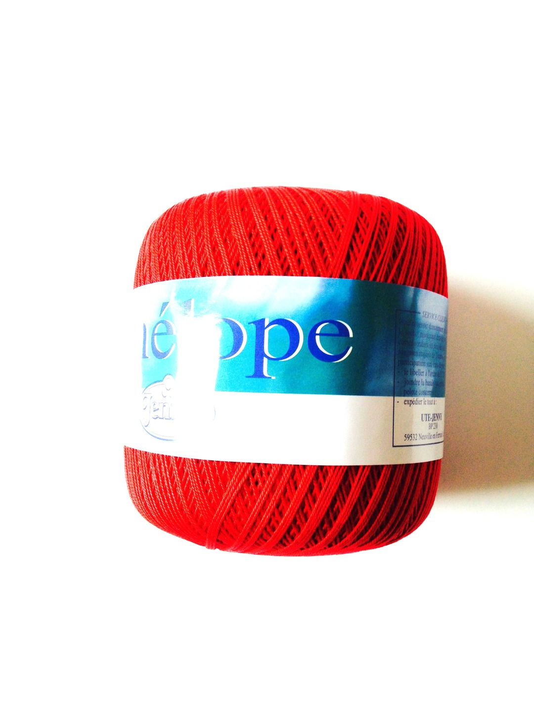 Fil de coton mercerisé fin rouge écarlate 100grs 100% qualité extra.