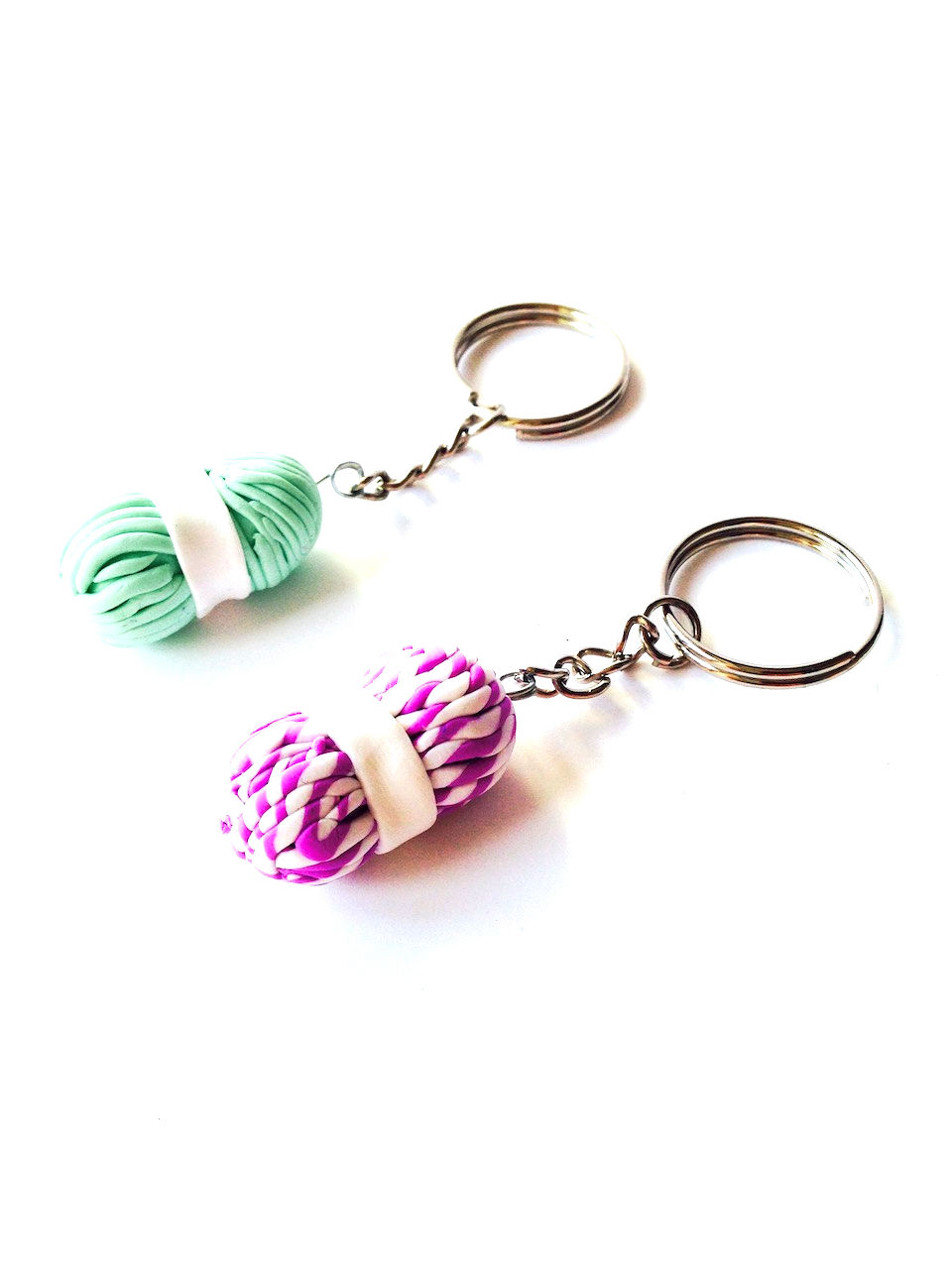 Porte-clés pelotes, lot de 2, petit cadeau tricot