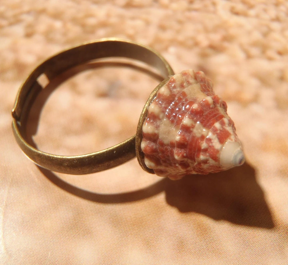 Thumbnail: Bague coquillage TOURBILLON ROUGE anneau bronze ajustable