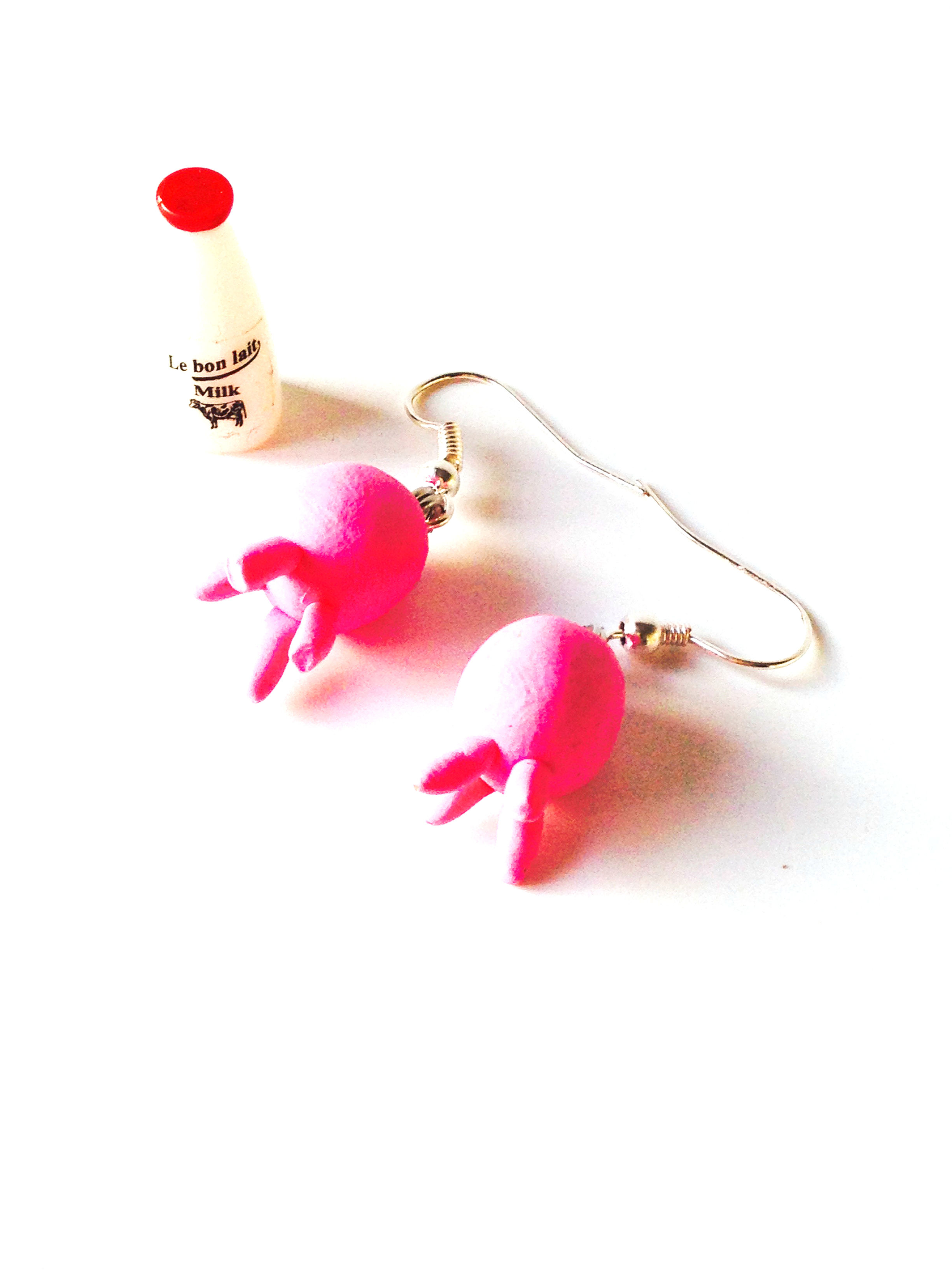 Boucles d'oreilles ROSE, ET PIS C'EST TOUT pis de vache miniatures