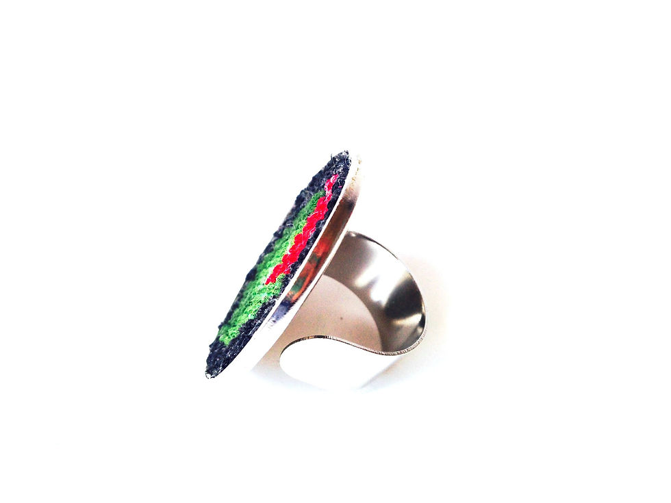 Thumbnail: Bague tapisserie BOUTON DE ROSE noir rouge