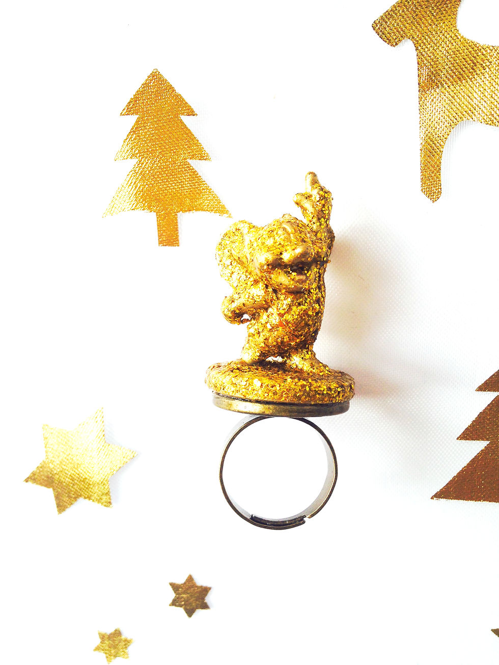 Thumbnail: Bague PIP PIP yeah !! souris miniature dorée pailletée