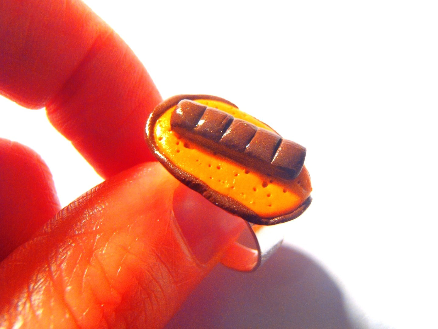 Bague PETIT GOÛTER tartine de pain et barre de chocolat miniatures