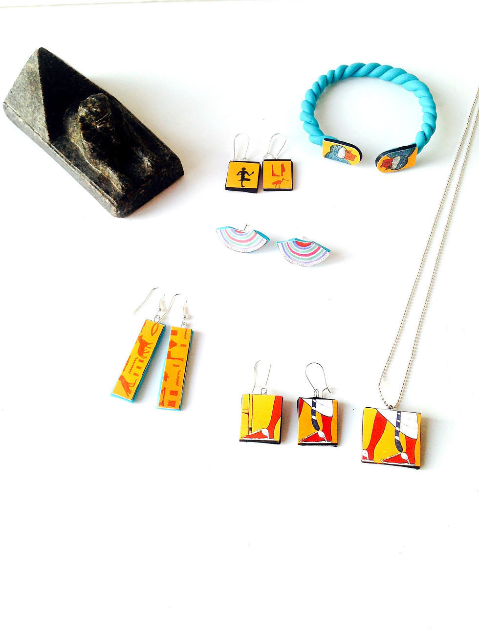 Thumbnail: Boucles d'oreilles AKHÉNATON Egypte ancienne rectangulaires