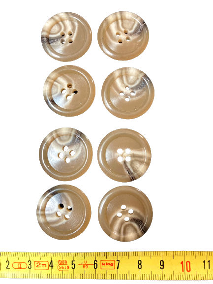 Miniature : Boutons lot de 8 beige en résine plastique avec effets de matière, vintage