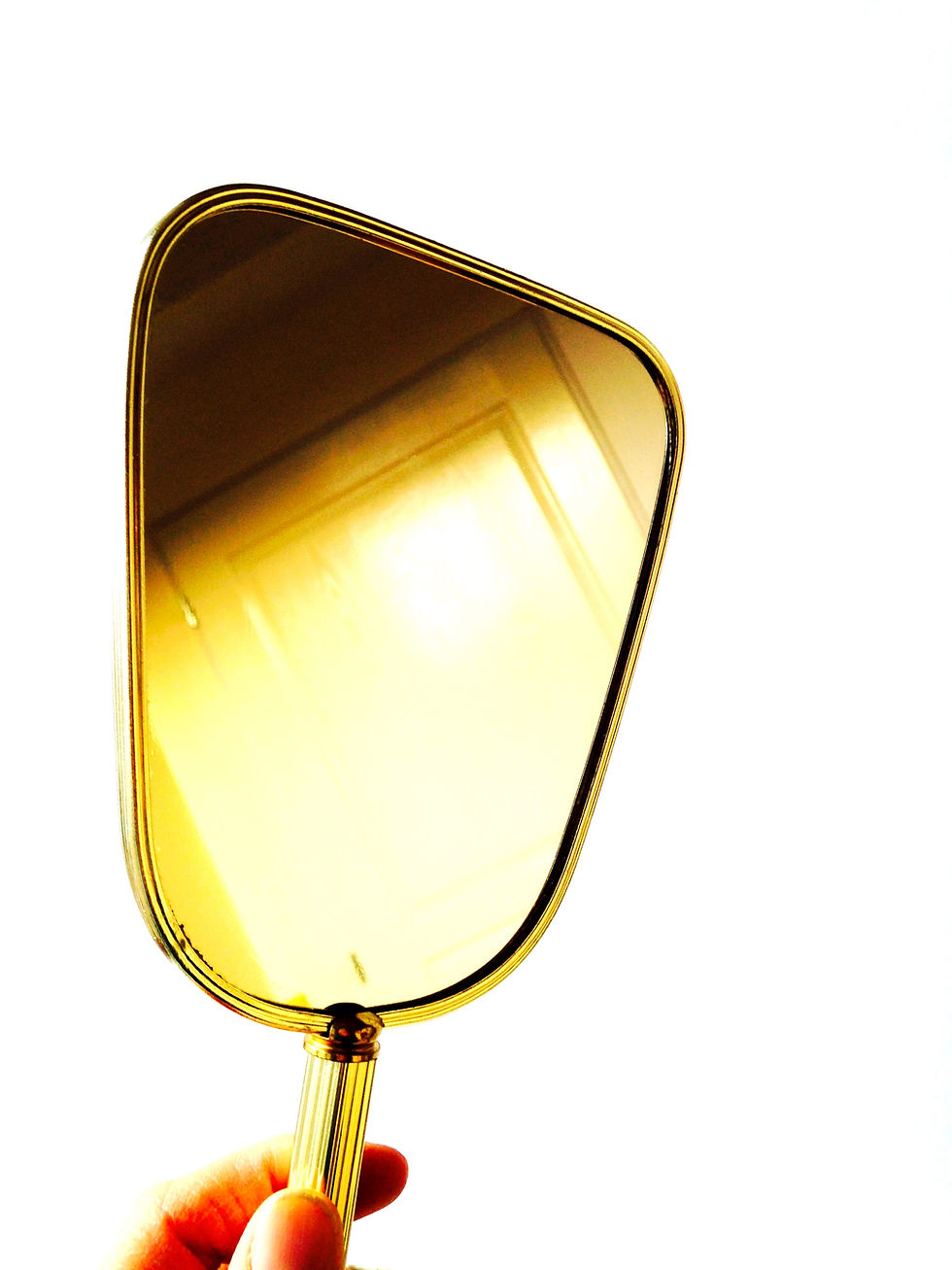 Miniature : Coffret Miroir Face à main, nécessaire coiffure ancien, brodé
