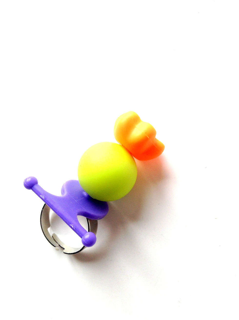 Thumbnail: Bague COLORBLOCK perles plastiques violet vert orange bague ajustable nouve