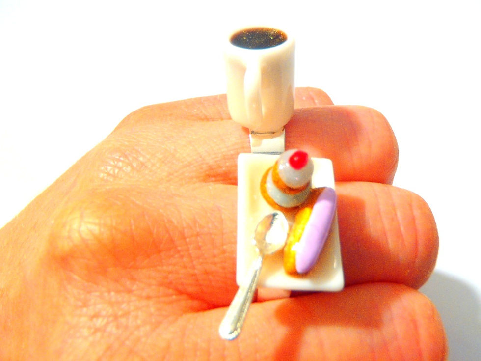 Thumbnail: Bague Le CAFÉ GOURMAND miniature bague double