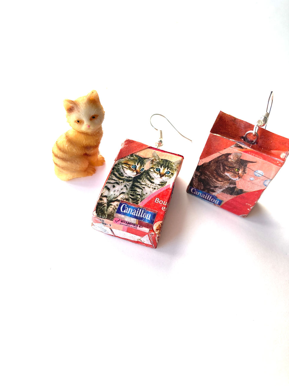 Thumbnail: Boucles d'oreilles DES BOUCHES À NOURRIR nourriture pour chats miniature