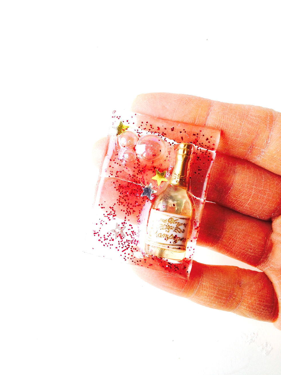 Thumbnail: bijou champagne broche rectangle transparente