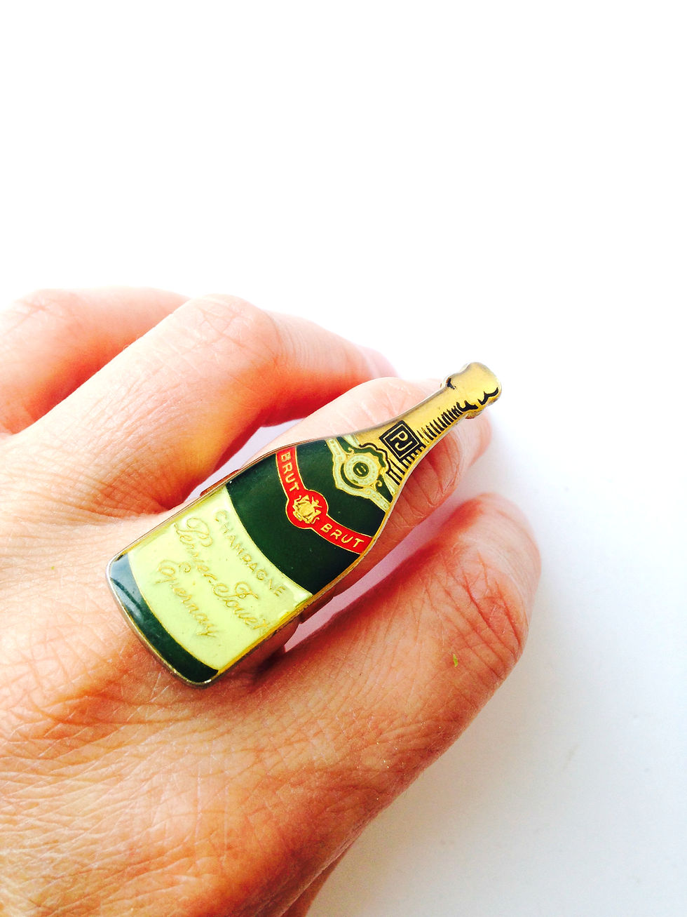 Thumbnail: Bague CHAMPAGNE !!! plate 2D anneau doré ajustable