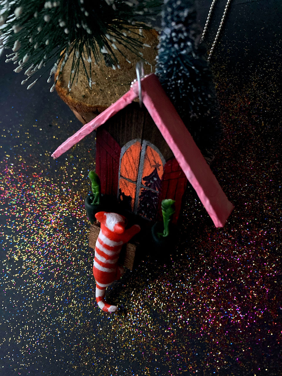 Sautoir LE ROMÉO DU CHALET ou LE CHAT-LET mini chalet en bois Avent N*24 !!