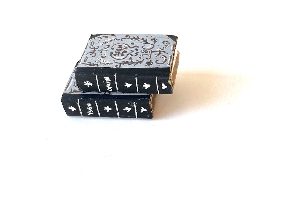 Miniature : Livres miniatures faits main gris et noir lot de 2