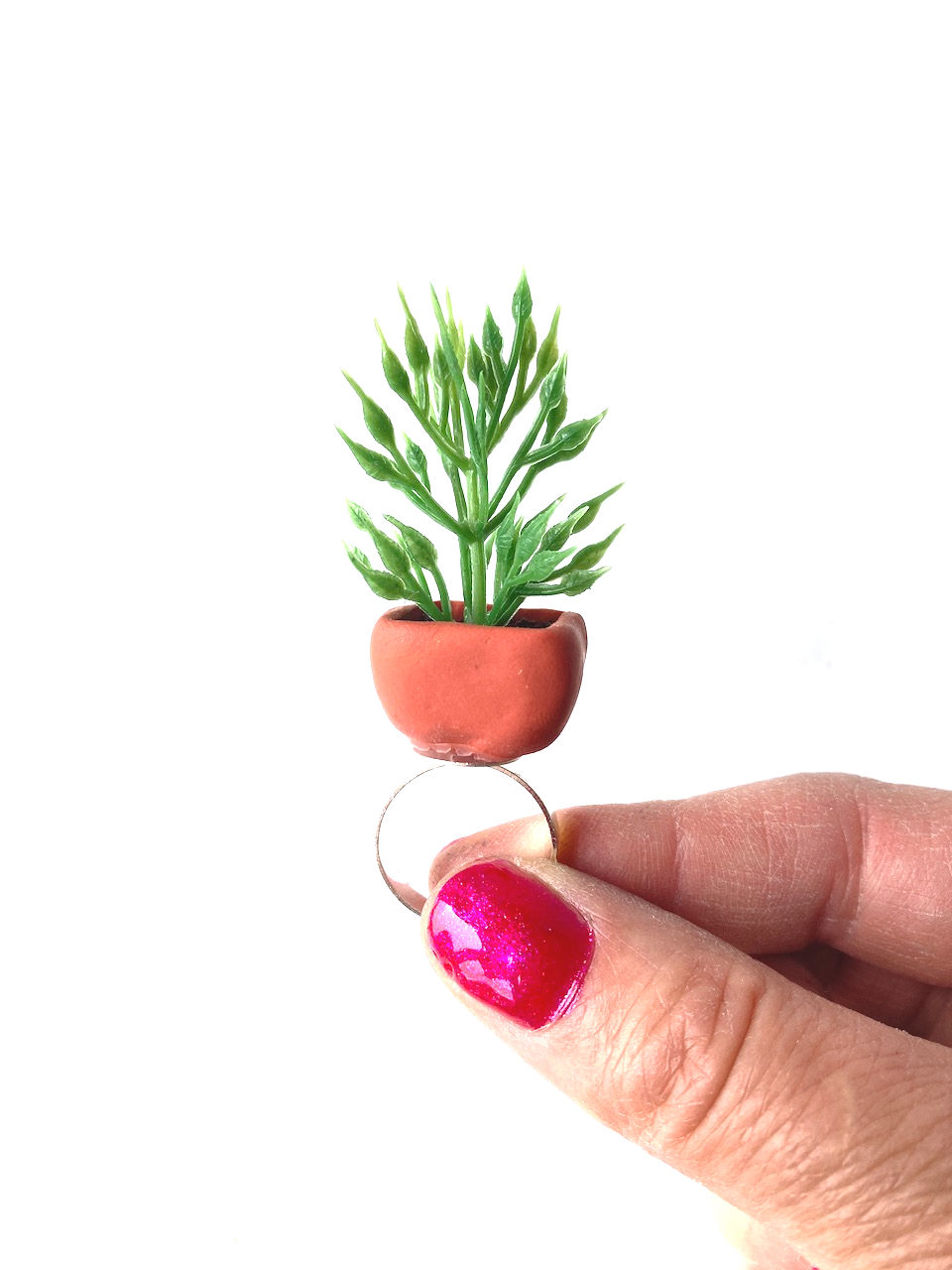 Thumbnail: Bague BELLE PLANTE plante verte en pot miniature !