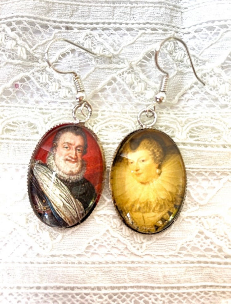 Thumbnail: Boucles d'oreilles COUPLES CÉLÈBRES de l'histoire Henri IV Marie de Médicis 