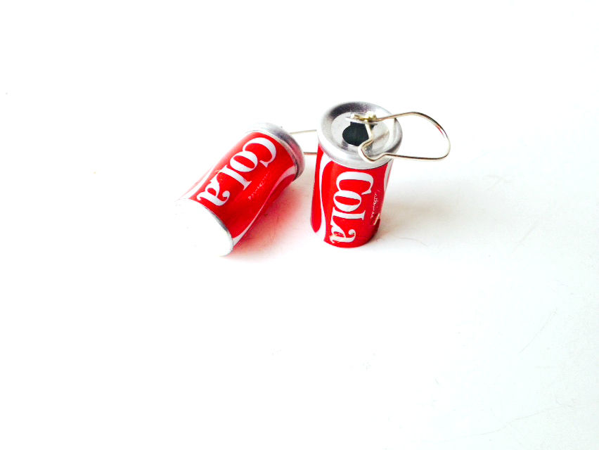 Thumbnail: Boucles d'oreilles LES CANETTES rouges j'ai soif et vous ?