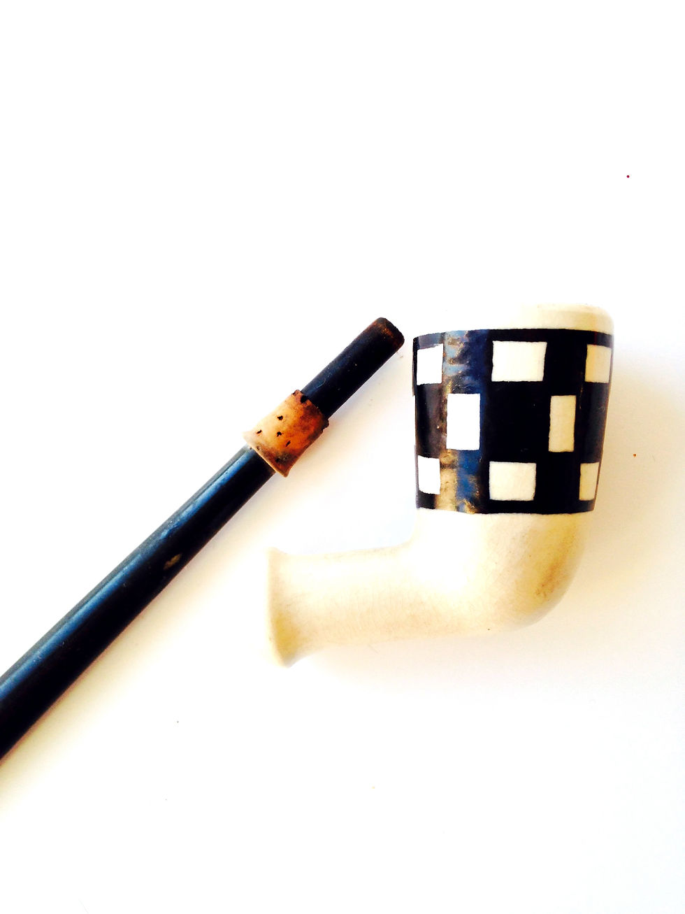 Miniature : Pipe longue à damier noir et blanc