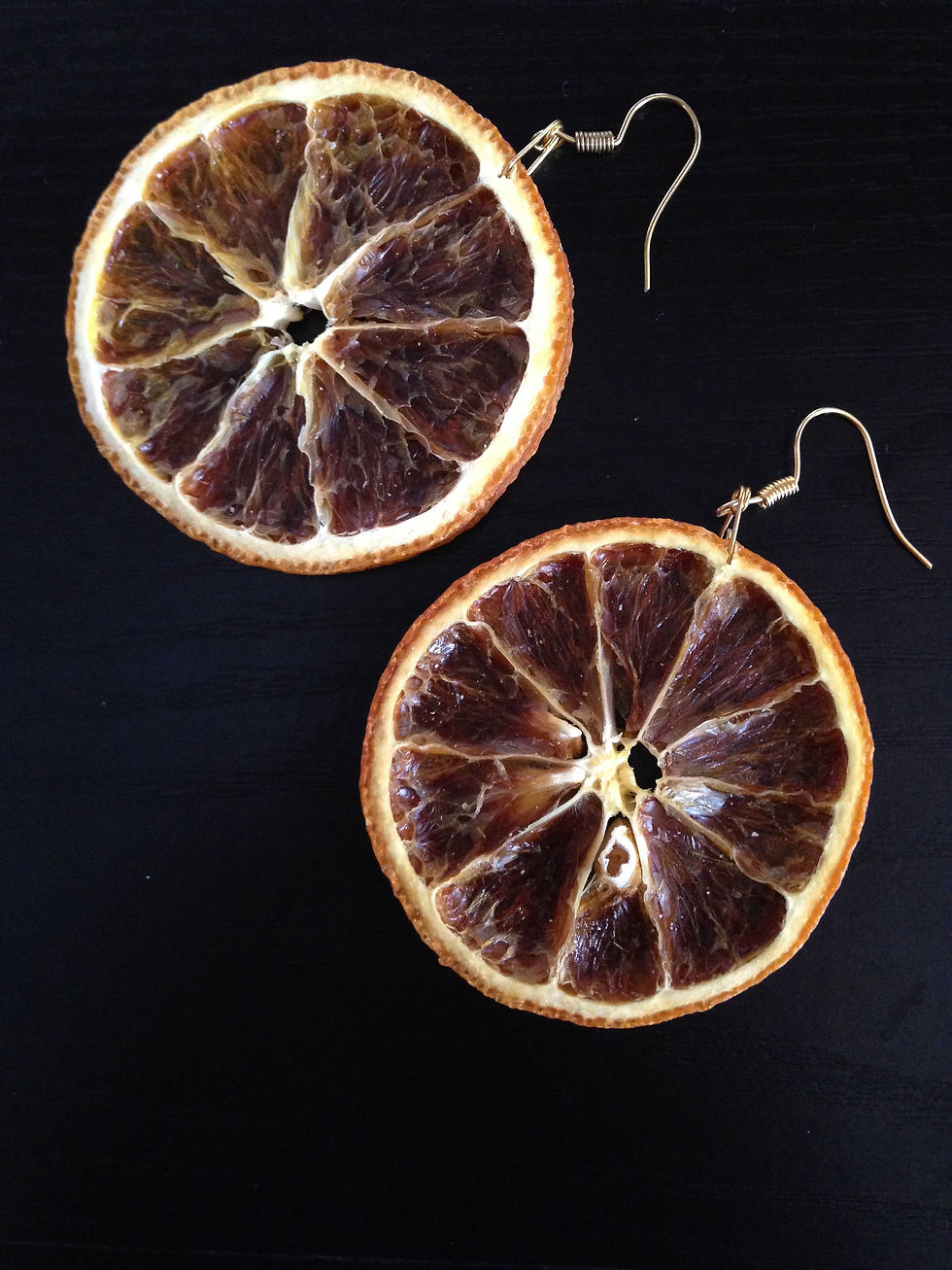 Thumbnail: Boucles d'oreilles TRANCHES D'ORANGE sanguines petit modèle 5 cm