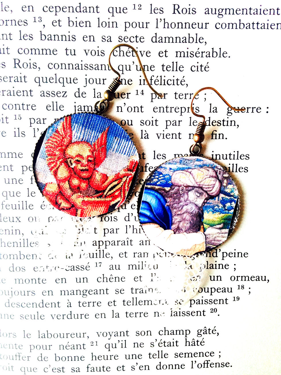 Thumbnail: Boucles d'oreilles médiévales Le DIABLE et L'ANGE