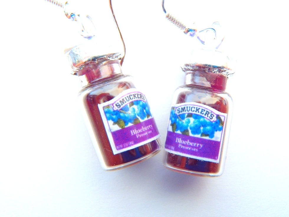 Thumbnail: Boucles d'oreilles POTS DE CONFITURE miniatures, myrtilles
