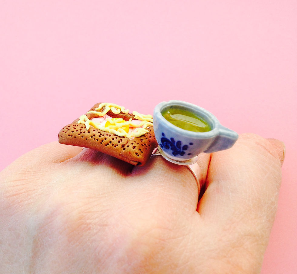 Thumbnail: Bague double PENFRET crêpe galette bretonne miroir oeuf bolée de cidre