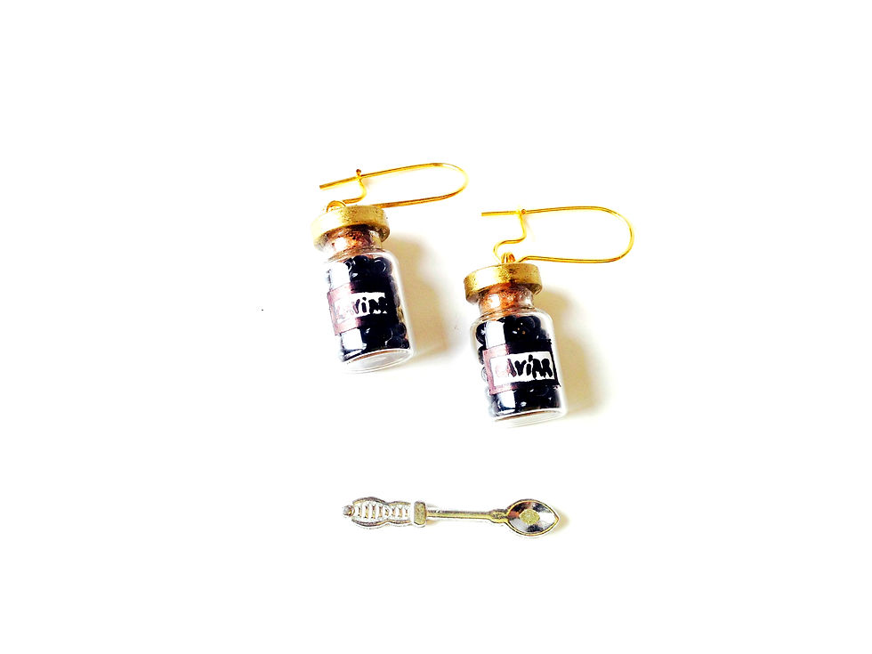 Thumbnail: Boucles d'oreilles CAVIAR DAYS petits pots miniatures de caviar