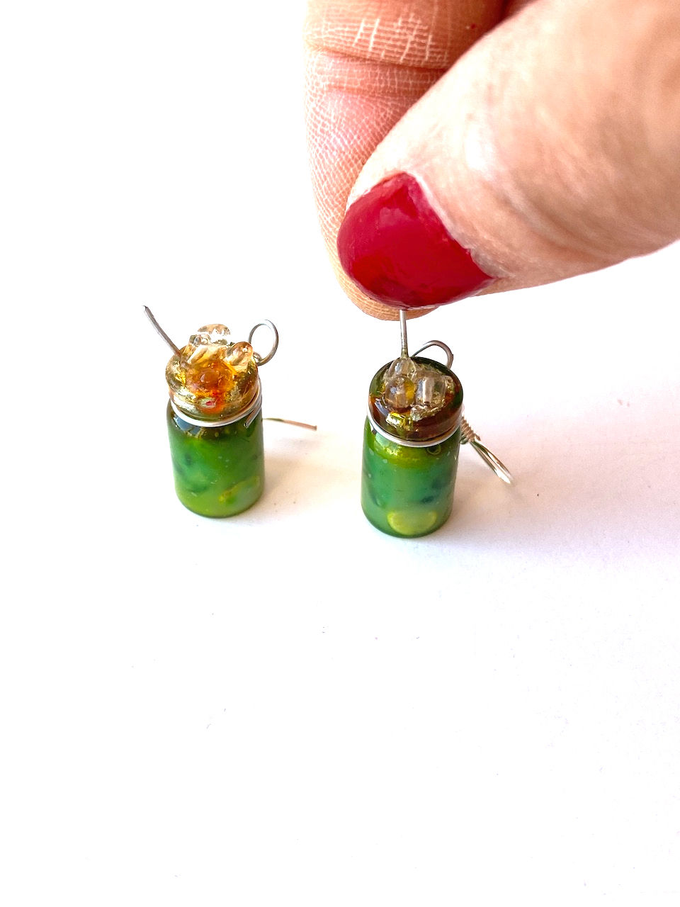 Thumbnail: Boucles d'oreilles LES P'TITS COCKTAILS "bonbon tropical", verts et jaune mini