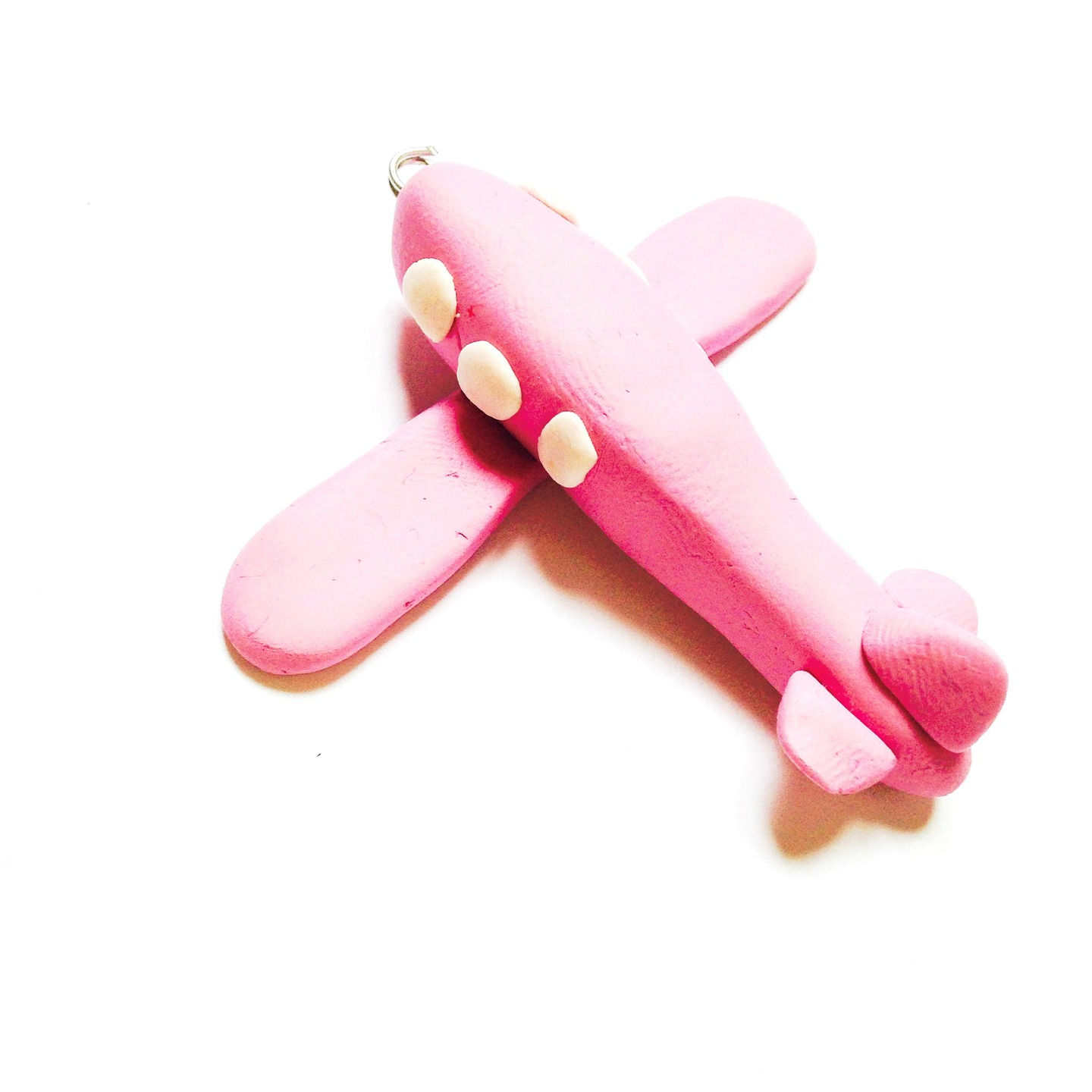 Charm avion rose grande taille pâte polymère fait main