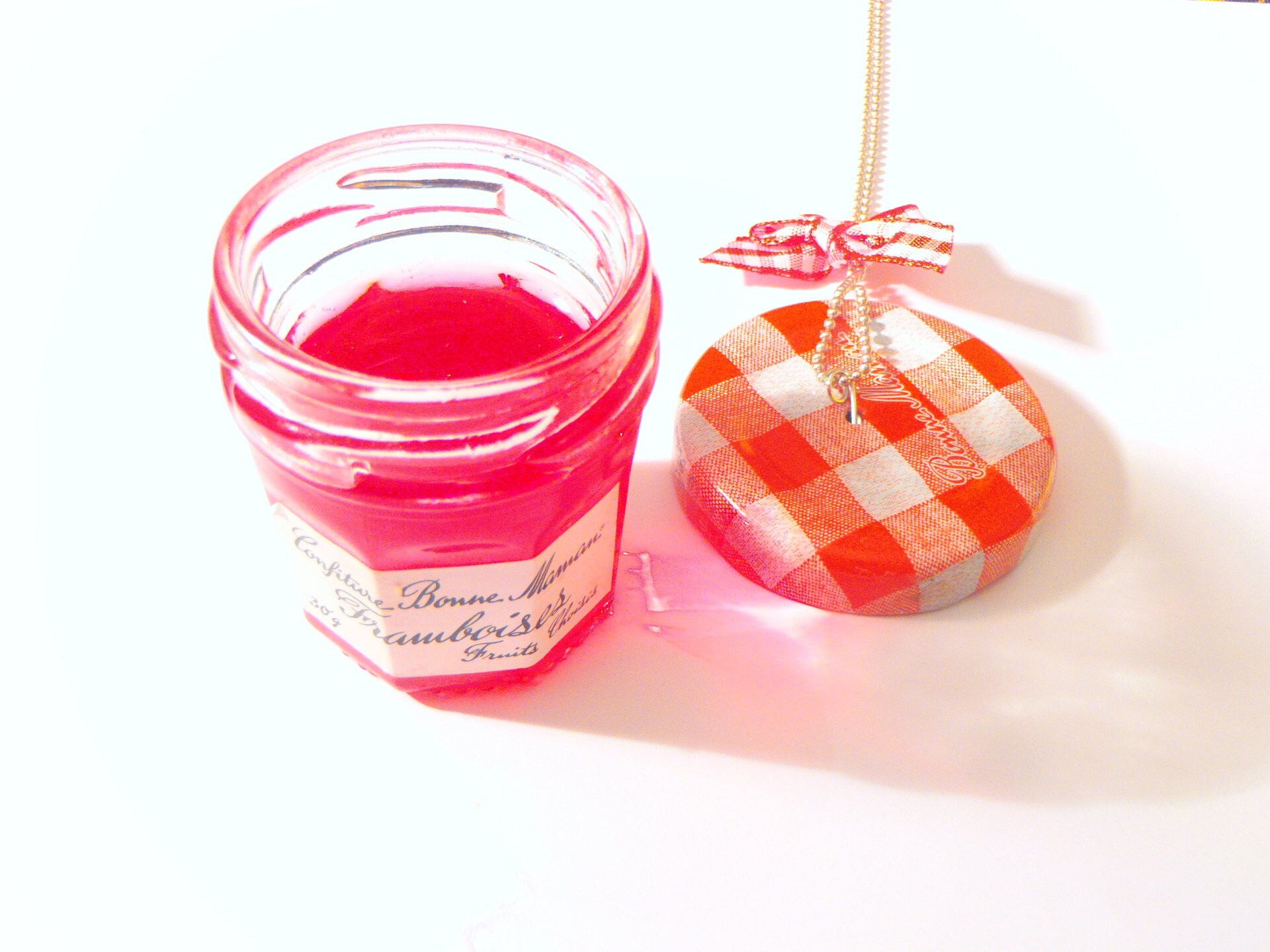 Sautoir Maxi pot de confiture de FRAMBOISES
