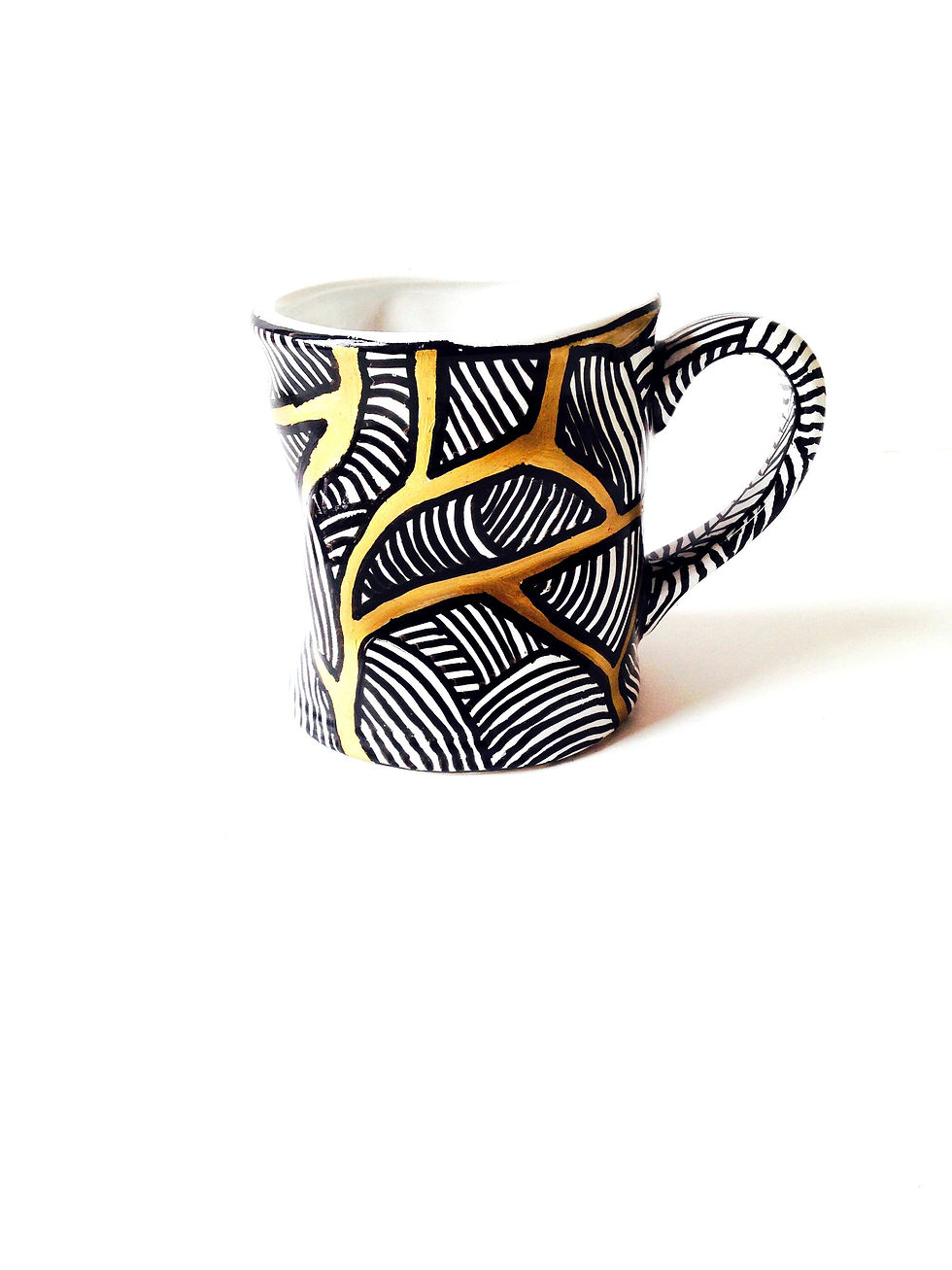 Miniature : Mug design froissé peint à la main noir blanc et or design SophieLDesign 2018