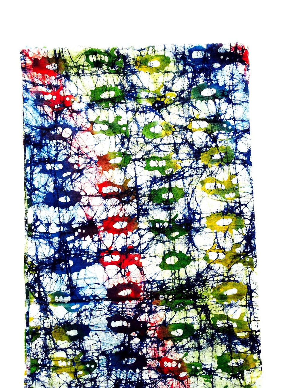 Miniature : Grand coupon de tissu wax motifs bleu marine, et multicolores 200 X 115