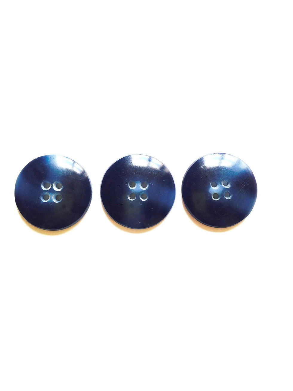 Miniature : Lot de 3 jolis boutons à effets de matière, bleu pétrole / bleu jean