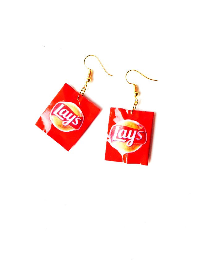 Boucles d'oreilles LES CHIPS paquets miniatures rouges