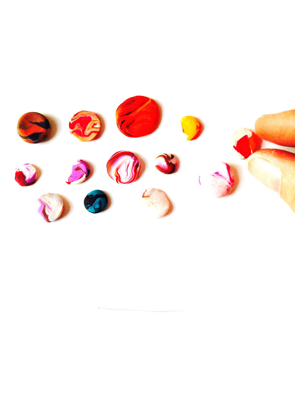Miniature : Pastilles en fimo, multicolores, pâte polymère, cabochons
