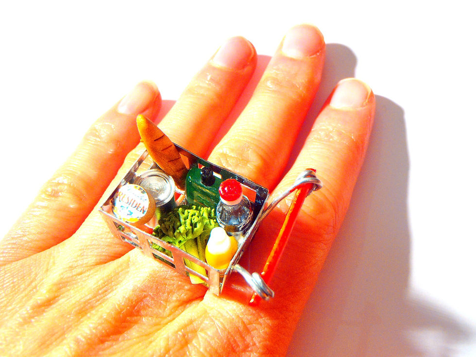 Thumbnail: Bague LES COURSES petit caddie miniature
