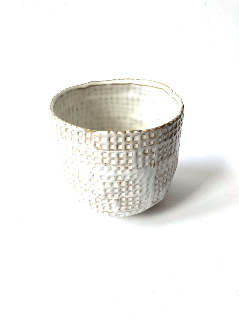 Miniature : Céramique irrégulière minimaliste, texturée petits carrés blancs