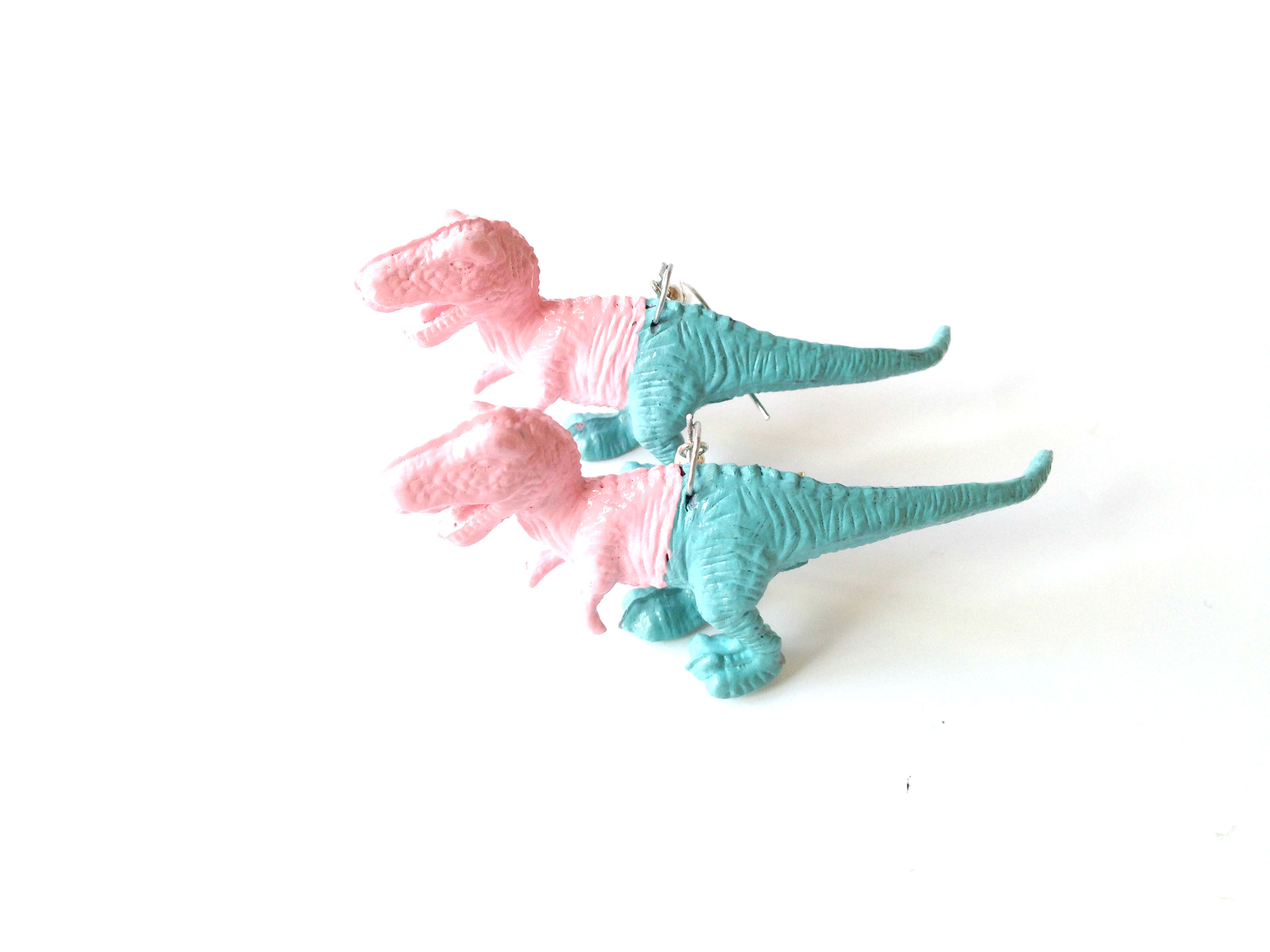Boucles d'oreilles LES DINOPASTELS dinosaures rose bleu