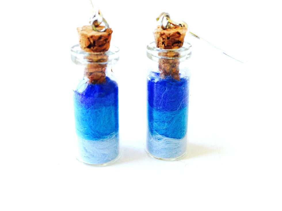 Thumbnail: Boucles d'oreilles OCÉANE dégradé de bleus fioles miniatures