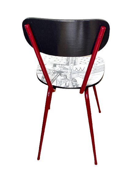 Miniature : Chaise en formica ANATOLIE Demoiselle de la Tour Eiffel recyclée peinte main