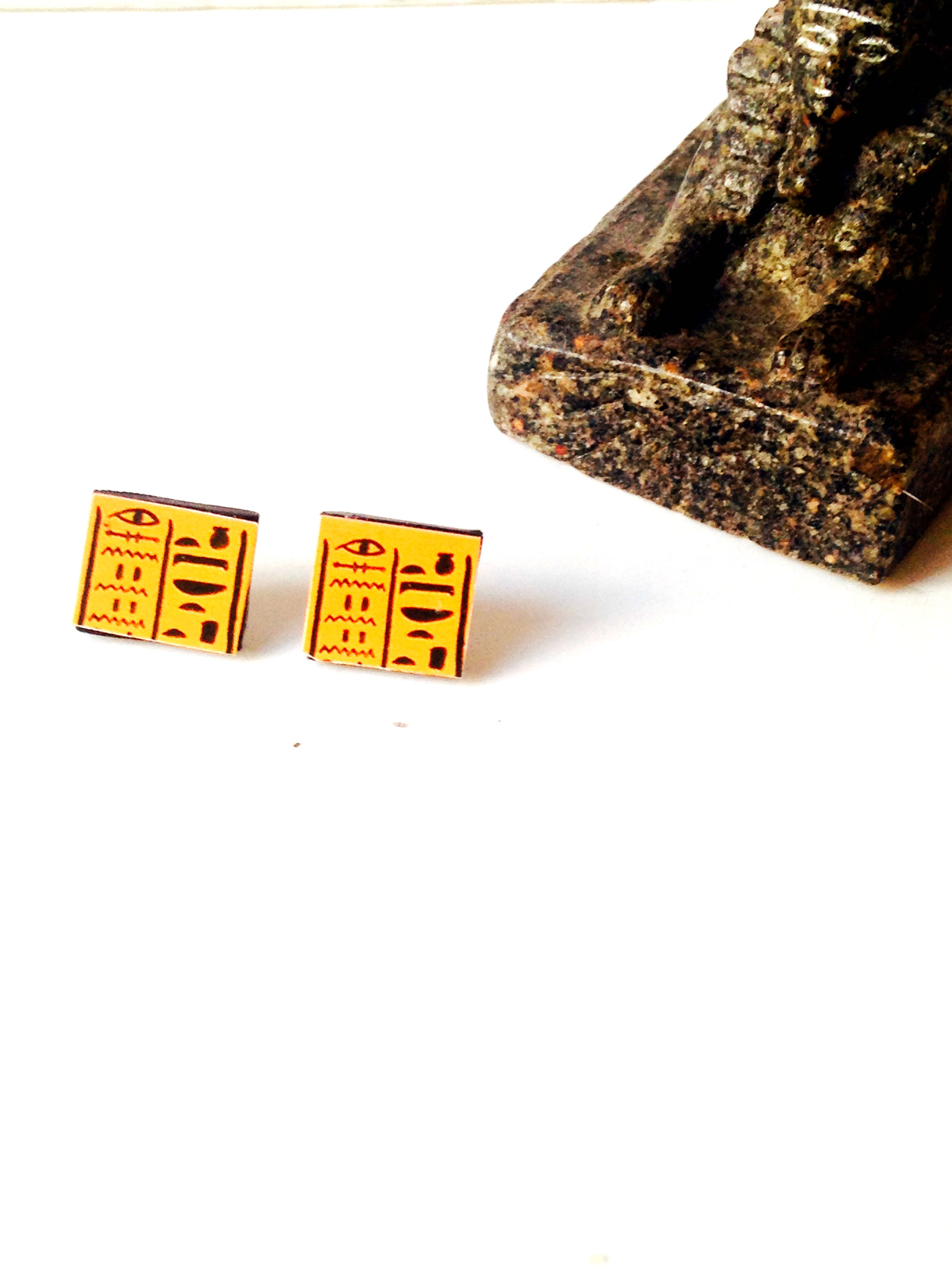 Puces d'oreilles SCRIBE carrées Egypte Ancienne