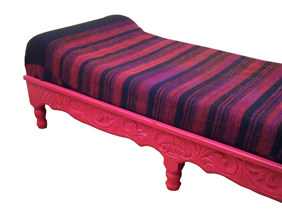 Miniature : MÉRIDIENNE rose fuchsia en bois sculpté, upcyclée par SophieLDesign
