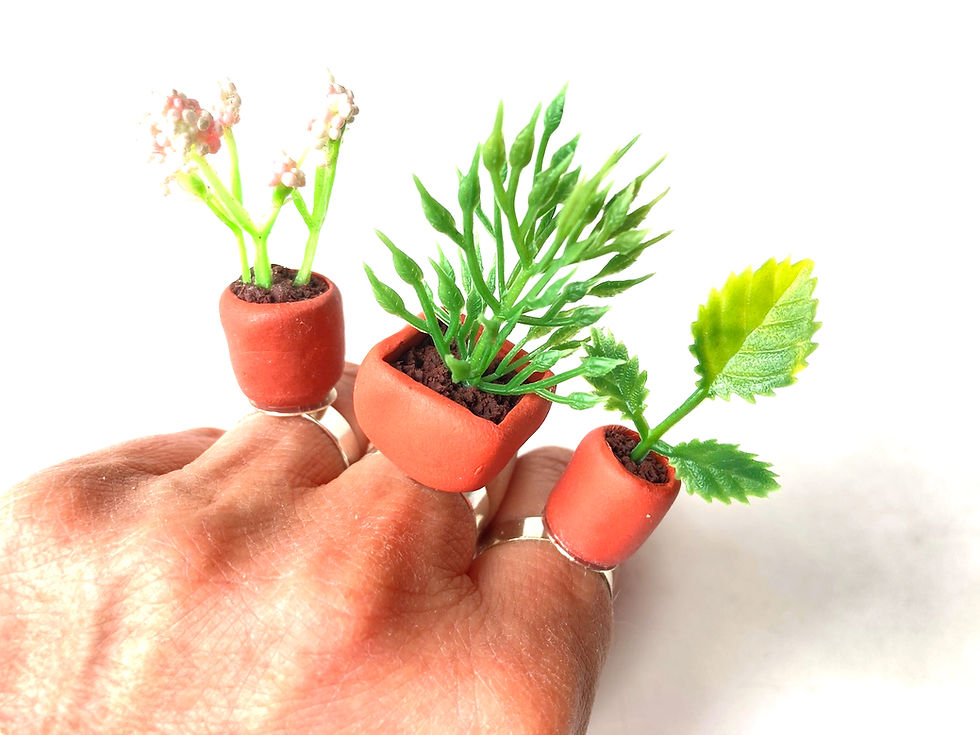 Thumbnail: Bague triple GREEN GIRL trois bagues plantes en pot