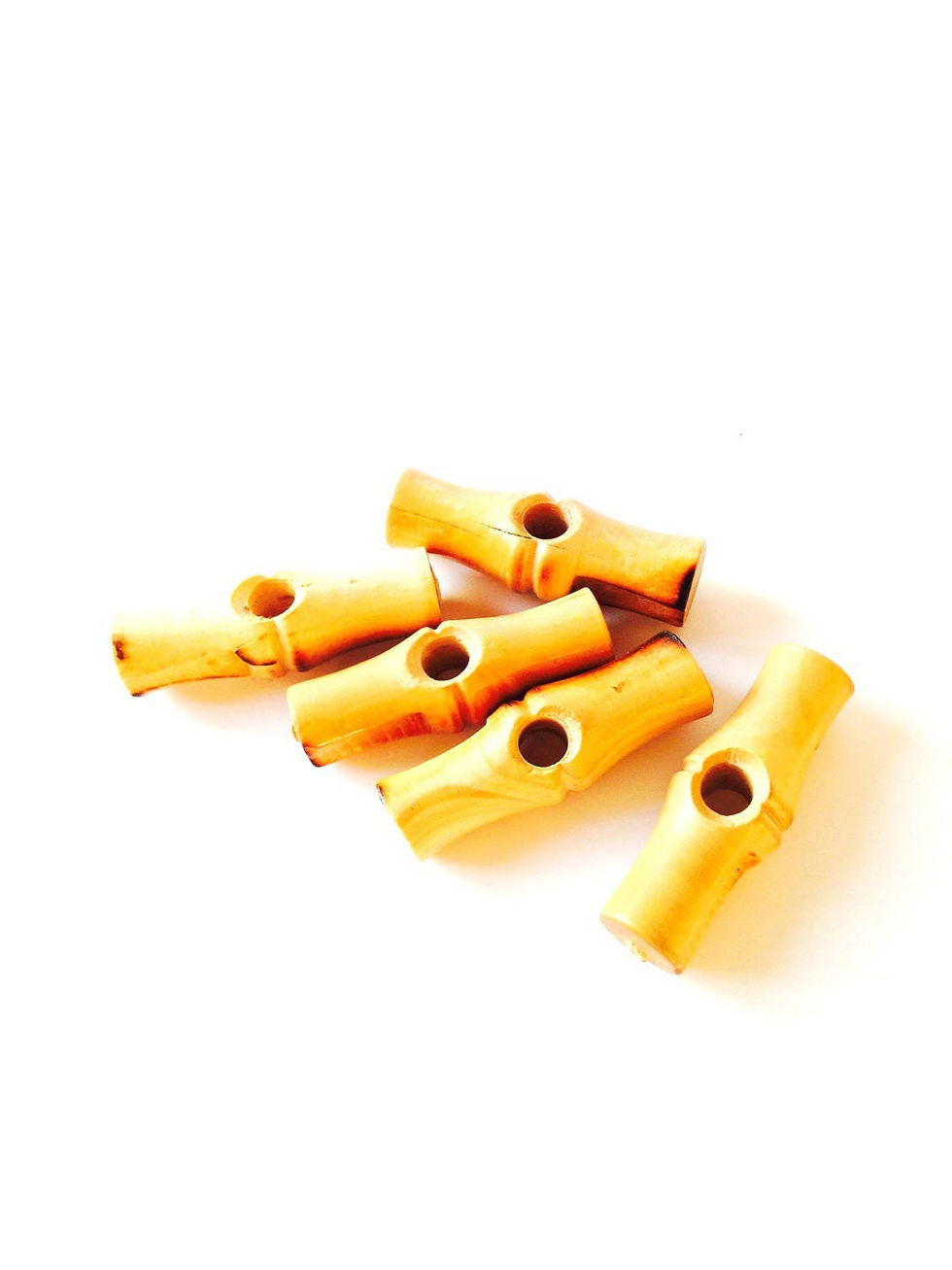 Miniature : Lot de 5 boutons en bois type Duffle Coat, vintage en très bon état