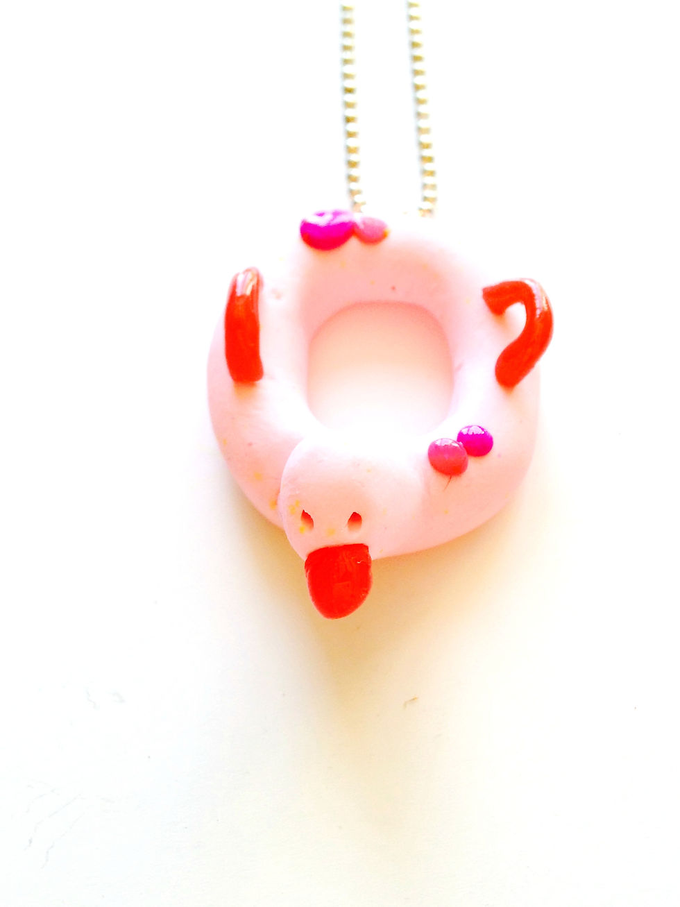 Thumbnail: Sautoir bijou BOUÉE CANARD rose et rouge petit canard de mer 