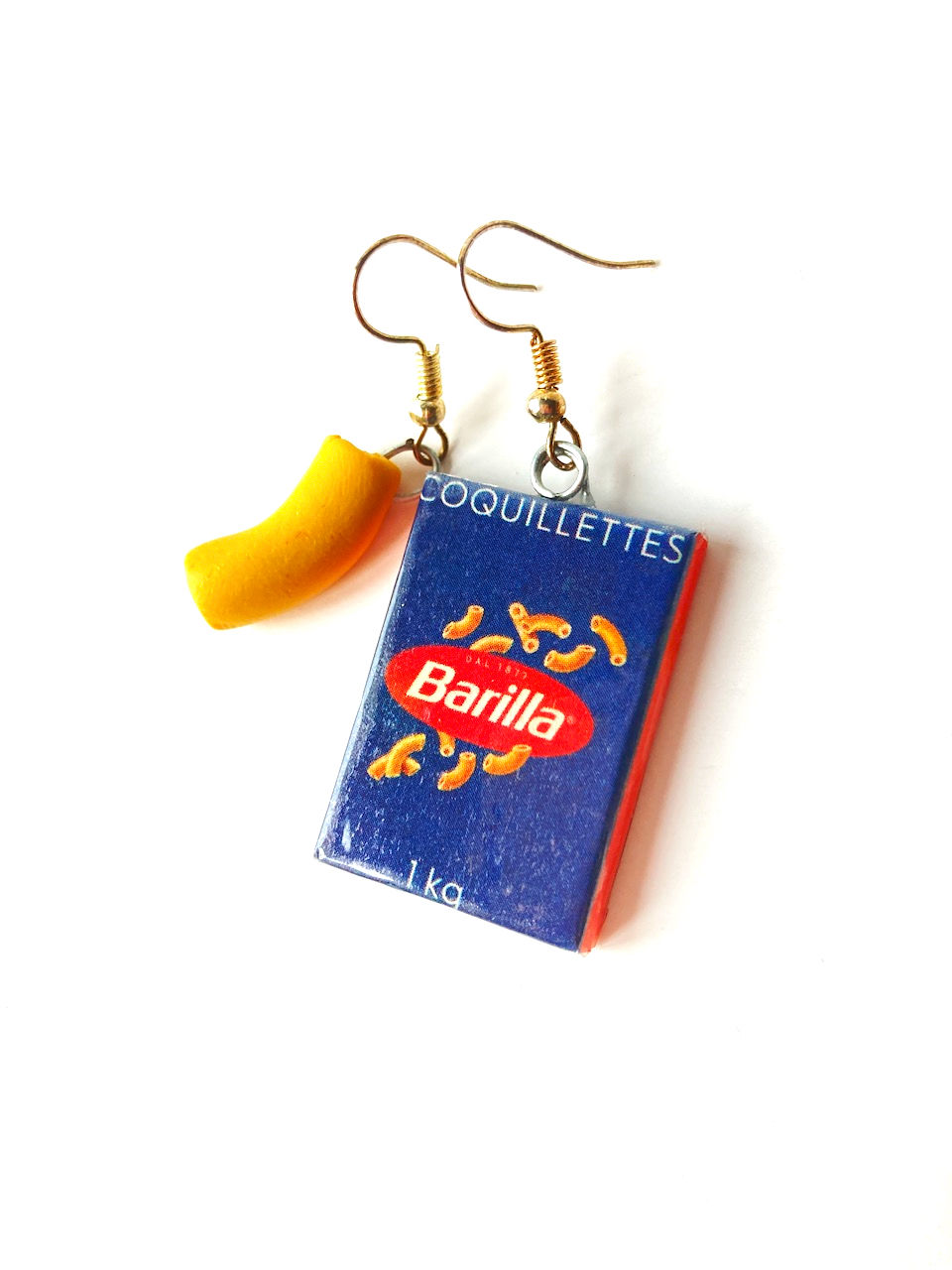 Thumbnail: Boucles d'oreilles COQUILLETTES pâtes et boîte miniatures faites main